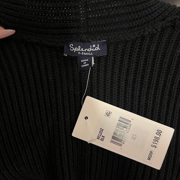 Splendid Black Juliet Rib Open Front Sleeveless Cardigan Sweater Vest - xs - Picture 4 of 5